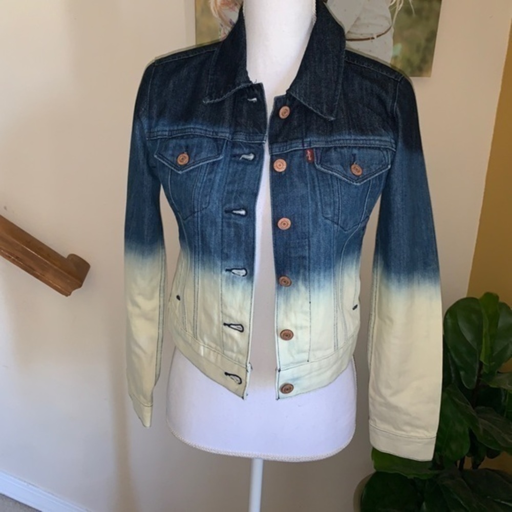 Levi’s‎ blue cotton ombre tie dye jean jacket XS